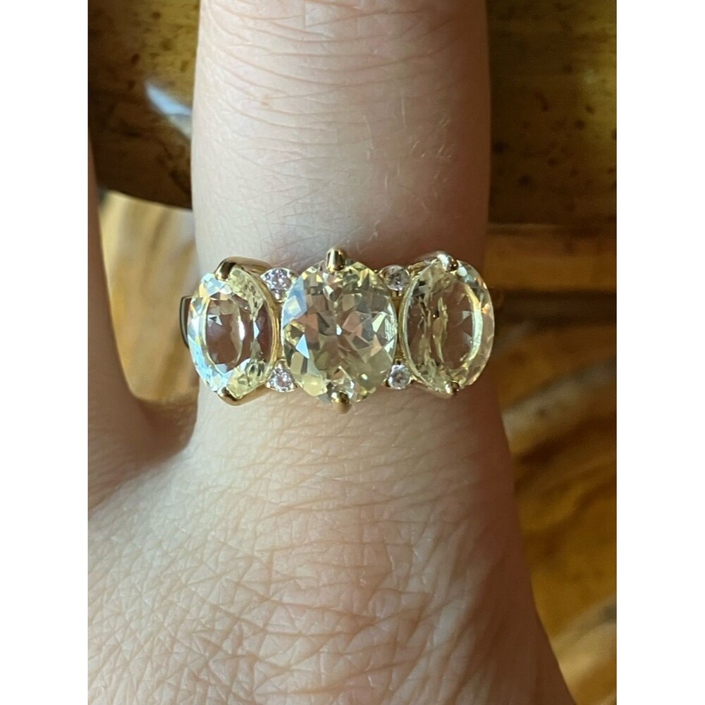Natural Yellow Labradorite Sterling Silver Ring Size 9